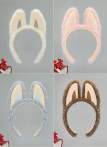Bandeau Oreilles d'Animal en Peluche Mignon Cerceau de Cheveux Doux pour Visage Quotidien