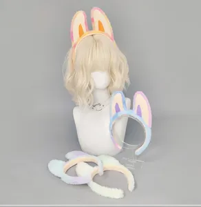 Serre-tête oreilles d'animal en peluche dégradée, joli accessoire pour maquillage fête.