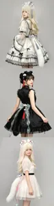 Exquisite Lolita Chinese style cat ear headband plush tail cos accessories set detail view
