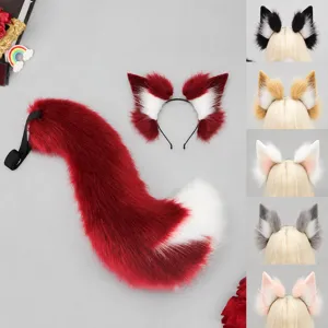 Handmade fox ears headband and tail set for cosplay, anime conventions, and Halloween parties.