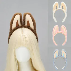 Bandeau Oreilles d'Animaux en Peluche Doux Duveteux Elfe Démon Cerceau à Cheveux Mignon Maquillage Lavage Visage Accessoires de Cheveux