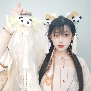 Lolita Chinese style panda cat ear hairband plush animal ears cute cosplay hair accessories