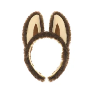 Mignon bandeau oreilles d'animal en peluche marron crème pour le lavage du visage