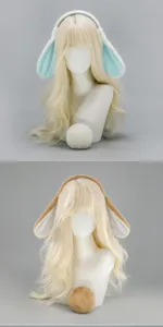 Cute bunny ear headband and fluffy tail set, perfect for cosplay and Lolita fashion.