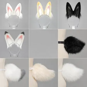 Fluffy bunny ears headband and tail set, perfect for cosplay, anime conventions and parties.