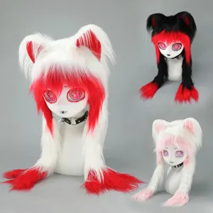 Furry Cosplay Dieren Hoofd Masker Schattige Pluche Kattenoren Lange Vlchten Hoofdtooi Anime Comic Con Kostuum Feest Rekwisieten