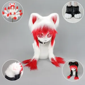 Furry Cosplay Vos Masker Rood Wit Anime Dier Hoofdtooi Kigurumi Kostuum rekwisieten