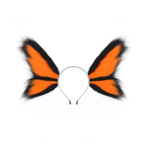 Serre-tête oreilles de bête papillon duveteux pour fête de cosplay Halloween anime.