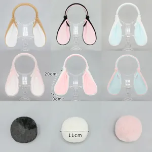 Easter bunny ears headband and plush tail set, cute Lolita lop-eared rabbit hair hoop accessories.