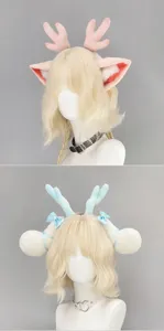 Simpatico cerchietto per capelli con corna di cervo in peluche cosplay anime convention accessori
