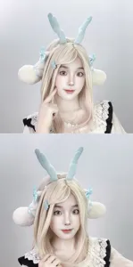Cerchietto con corna di cervo in peluche cosplay accessori capelli anime festa per donne