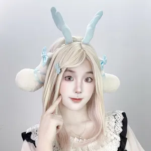 Cerchietto in peluche corna di cervo simpatico cosplay orecchie di animale morbido festa