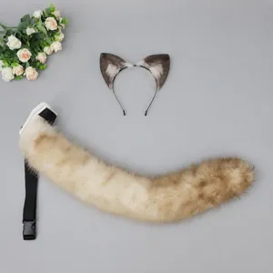 Plush cat ears headband and fluffy tail set for cosplay and dress up parties safely.