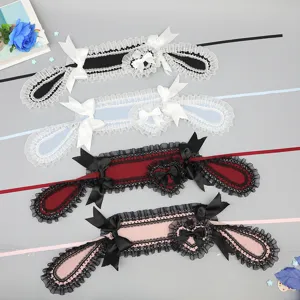 Original Lolita Hasenohren Haarreif mit Schleife und Spitze süßer Haarschmuck Kopfbedeckung