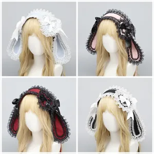 Lolita spitzen hase ohren haarreif süße schleife haarreif anime cosplay kopfbedeckung
