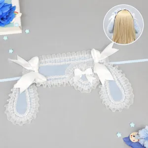 Süßes Lolita Hasenohren Haarband Süße Schleife Spitze Haarschmuck Hellblau Kopfteil