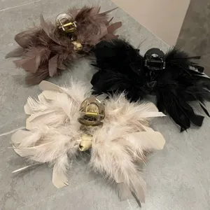 Large Ostrich Feather Hair Claw Elegant Fairy Shark Clip For Women Chic Handmade Feather Hair Accessory Temperament Hairpin