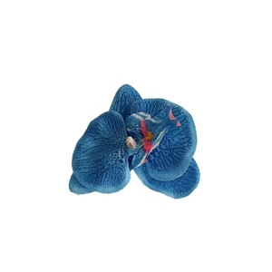 Realistic blue butterfly orchid hair clip for elegant side styling accessories