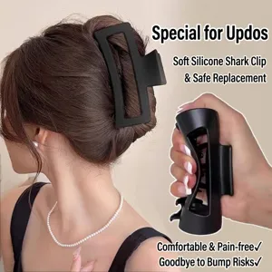Pinza para el Cabello de Silicona Suave Pinza de Tiburón Grande para Mujeres Niñas Resistente Antideslizante Mate Accesorios