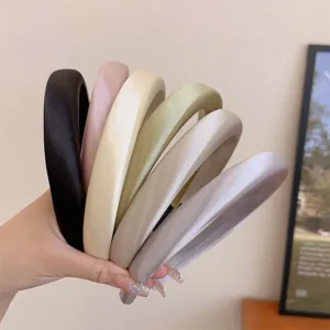 Elegante juego de diademas de esponja satinada en varios colores perlados suaves