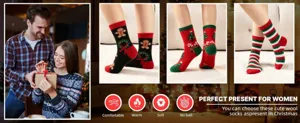 Festliche Weihnachts-Wollsocken für Damen mit gemütlichen Mustern und warmer Textur