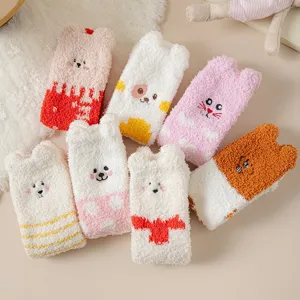 Weiche und warme Korallenfleece-Wintersocken für Damen mit süßen Cartoon-Tiermotiven