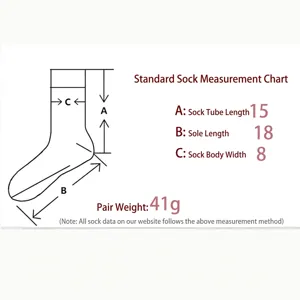 Maßtabellenguide für dicke Korallenvlies-Socken mit Abmessungen und Gewicht