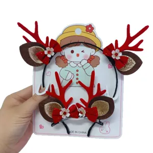 Conjunto de diadema y pinzas de reno de Navidad para fiestas y sesiones de fotos