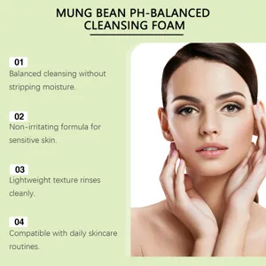 Mung Bean PH-Balanced Cleansing Foam Gentle Pore Cleaning Hydrating Skincare Facial Cleanser