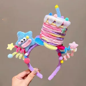 Cute colorful plush birthday cake and star headband for party dress up
