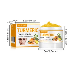 Crème visage au curcuma Jaysuing 50g vue détaillée montrant les dimensions et l'emballage.