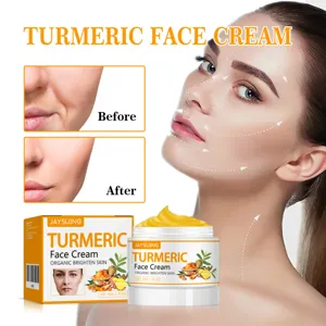 Vue détaillée montrant la crème visage au curcuma Jaysuing pour une peau éclatante et bien hydratée.