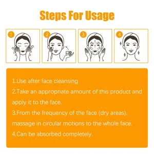 Guide d'utilisation étape par étape pour la crème visage au curcuma et belle peau.