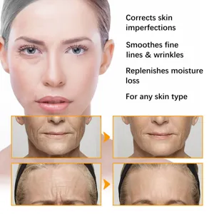 Gros plan montrant les effets de la crème anti-âge pour lisser les rides et ridules.