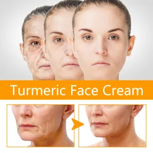 Vue détaillée de la crème visage au curcuma pour éclaircir, hydrater et nourrir la peau.