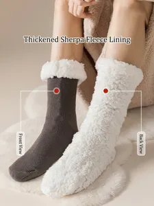 Dicke, winterliche, fleecegefütterte Thermosocken mit Innen- und Außendetailanzeige