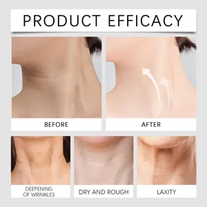 Neck skin care product detail showing anti-aging wrinkle reduction and skin firming efficacy.