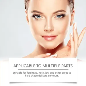 Facial lifting bandage detail showing application areas like forehead, neck, and jawline.