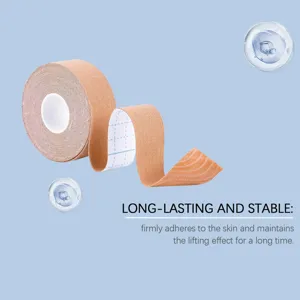 Detailed view of facial lifting tape roll showing grid backing and gel design elements.