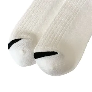 High-quality white ribbed low cut boat socks for men with a black toe stripe accent