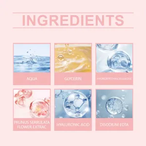 Cosmetic ingredient detail showing key active components like hyaluronic acid and glycerin for skin.