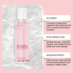 Detailed view of Hoygi sakura hyaluronic acid facial essence featuring active ingredient benefits.