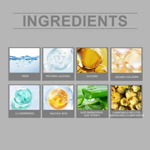 Grafica dettagliata degli ingredienti della maschera naso punti neri HOYGI con 8 attivi chiave.