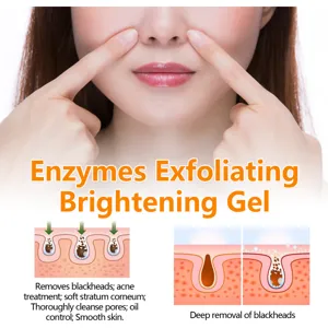 Exfoliating blackhead removal facial gel detail showing deep pore cleansing and enzyme formula.