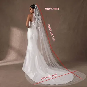 3m cathedral length wedding veil with 3D flower appliques and pearl details