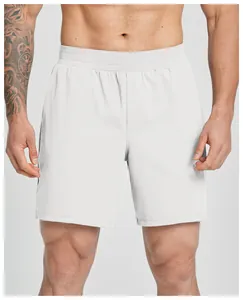 Men's quick-dry elastic athletic shorts in light gray perfect for fitness and gym training