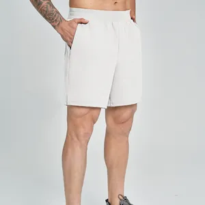 Men's light gray quick-dry athletic shorts for fitness gym training and sports