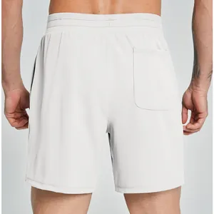 Men's light grey quick-dry elastic sports shorts for gym training and outdoor fitness