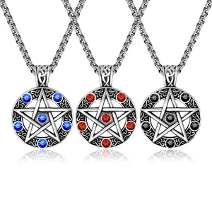 Gothische Satan Pentagramm Halskette aus Edelstahl mit keltischem Knoten und Strass für einen geheimnisvollen Look