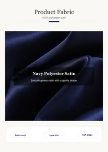 Detailansicht von dunkelblauem Satin aus Polyester mit glänzender Oberfläche